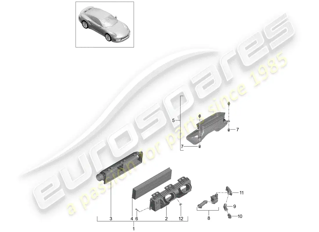 porsche 2016 (991-1 turbo) filtro de aire diagrama de piezas