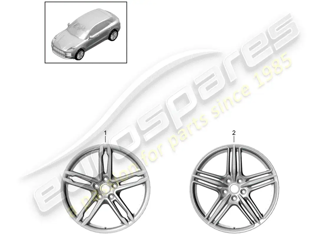 porsche 2019 (macan) rueda de aleación diagrama de piezas