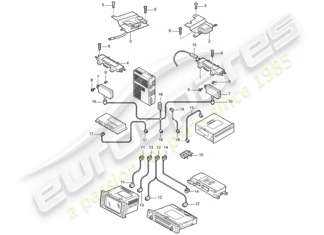 porsche 2008 (cayenne e1 9pa) amplificador de antena diagrama de piezas