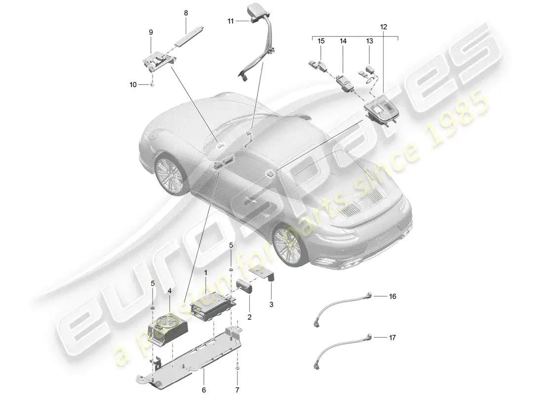 porsche 2016 (991-1 turbo) para vehículos con teléfono diagrama de piezas