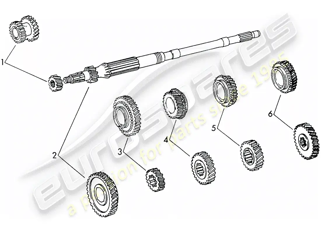 porsche 1971 (911) juegos de ruedas de engranaje - 5-speed - transmisión - d - mj 1972>> diagrama de piezas