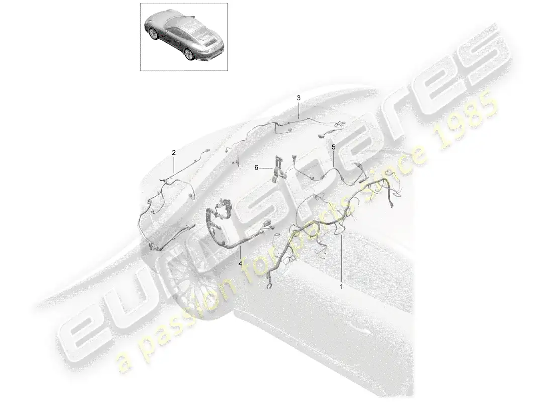 porsche 2019 (991-2) cableando arneses diagrama de piezas