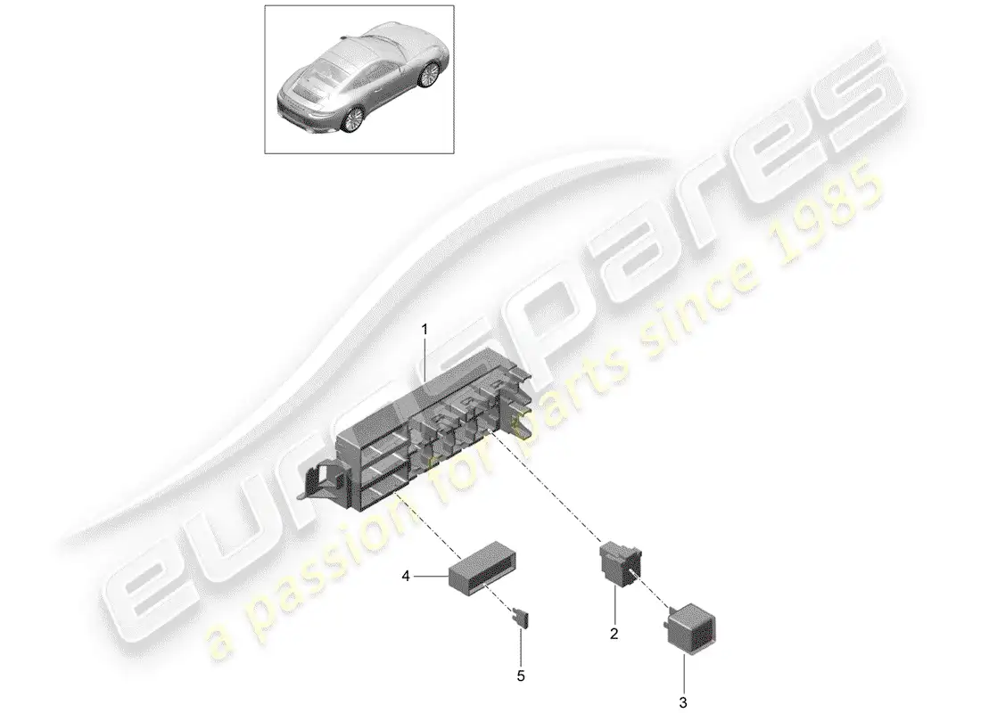 porsche 2019 (991-2) caja de fusibles/placa de relés diagrama de piezas