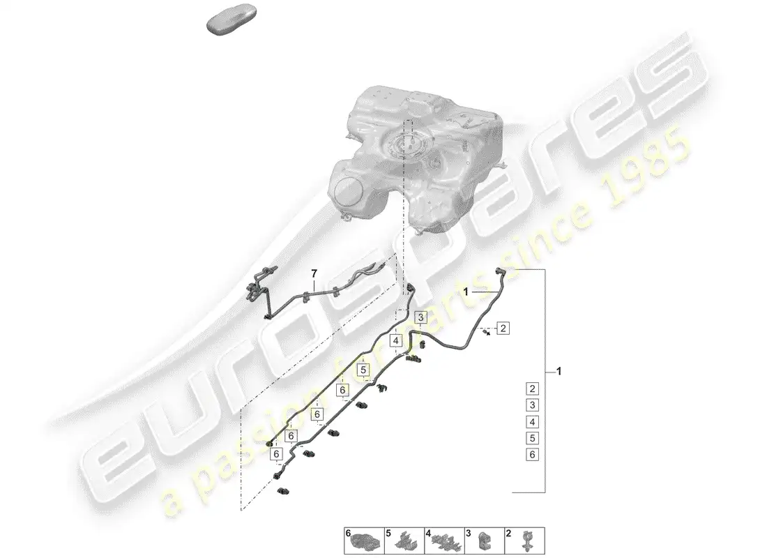 porsche 2020 (992-1) línea de combustible diagrama de piezas