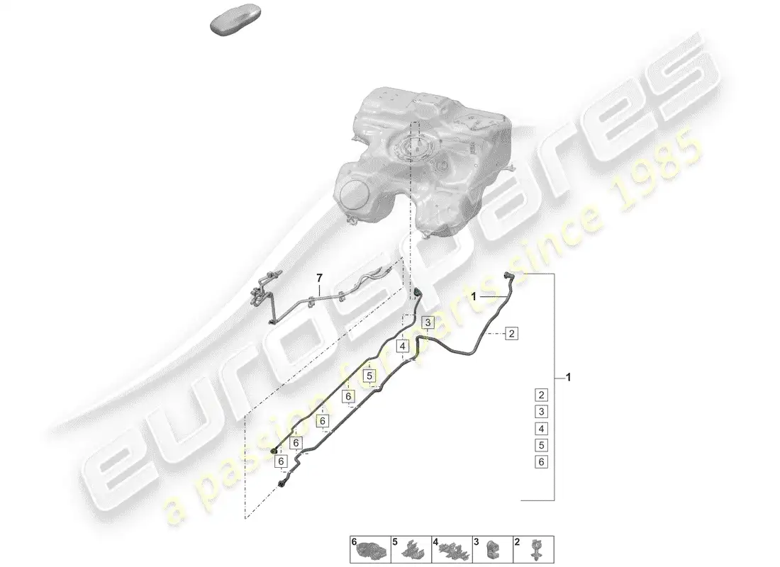 porsche 2019 (992-1) línea de combustible diagrama de piezas