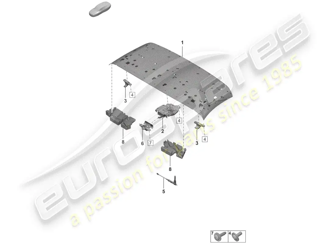 porsche 2019 (992-1) marco superior diagrama de piezas