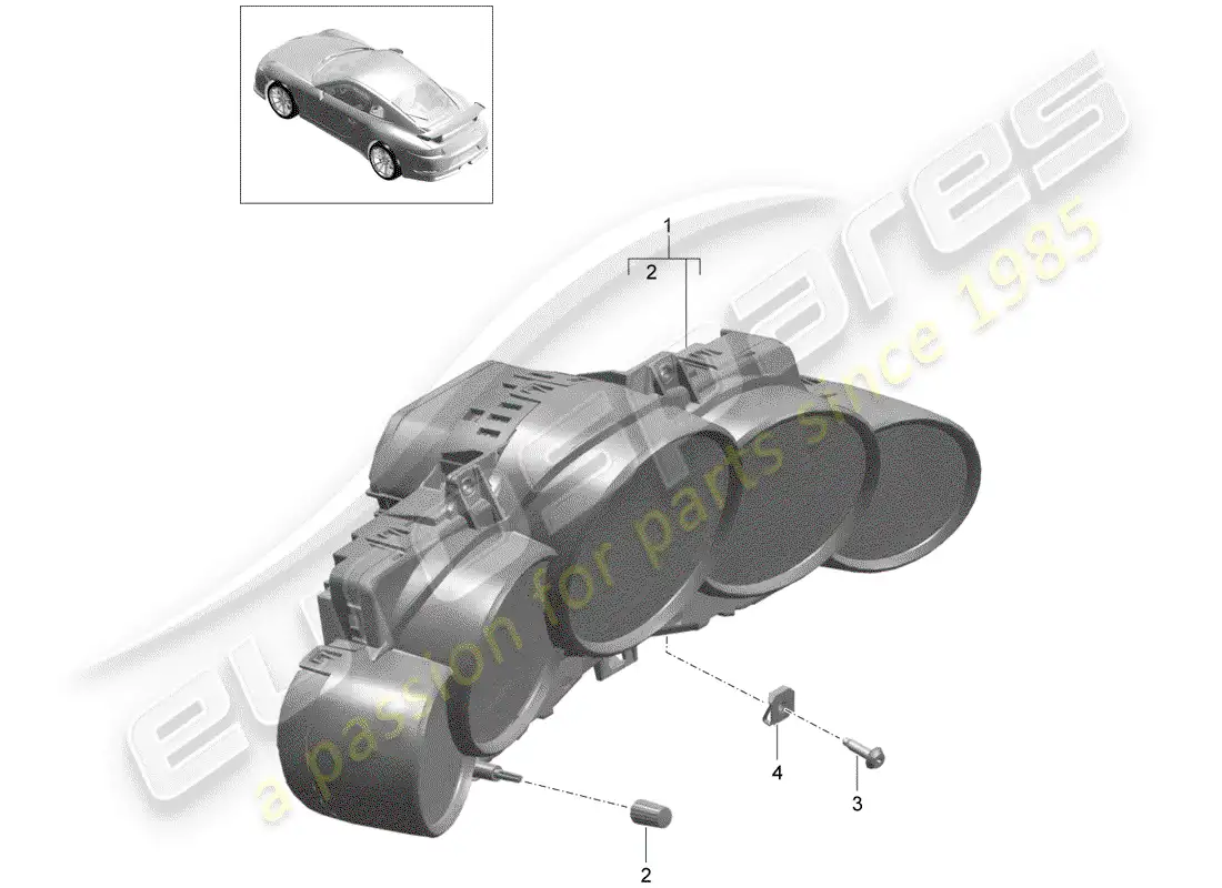 porsche 2014 (991-1 r/gt3/rs) combinación de instrumentos diagrama de piezas