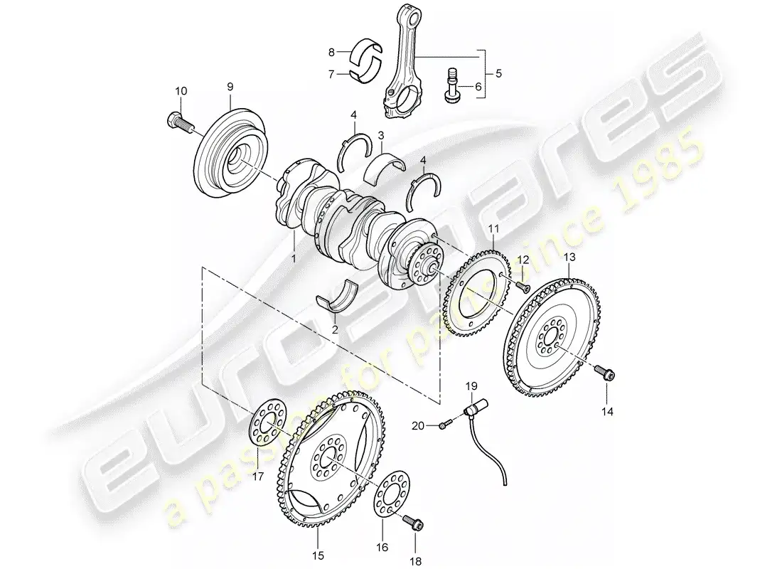 porsche 2010 (cayenne e1 9pa) cigüeñal diagrama de piezas