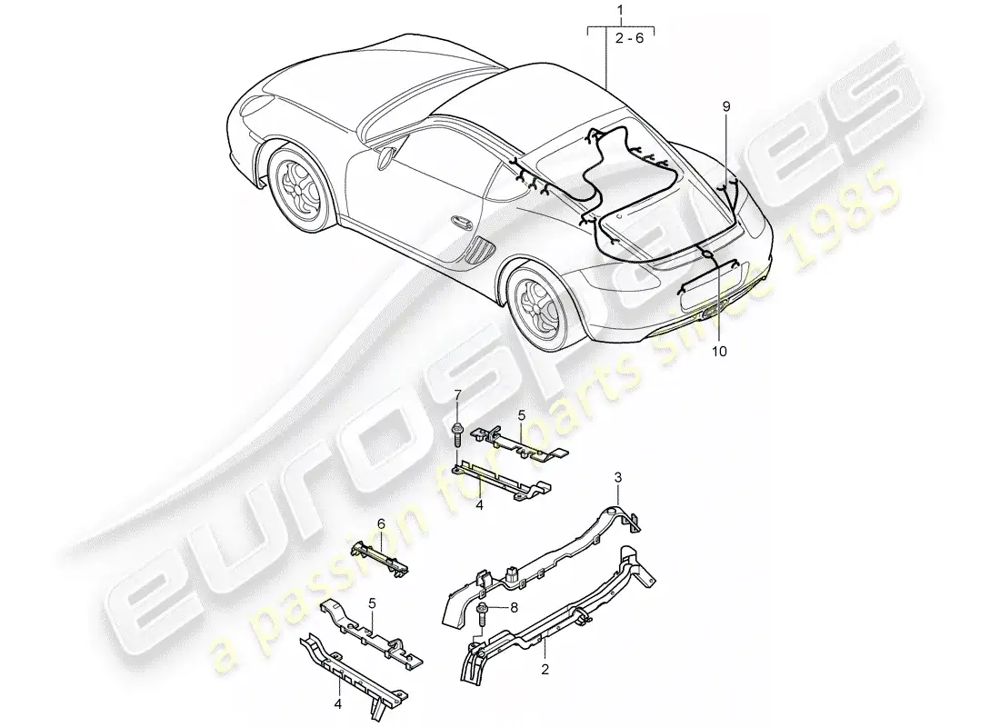 porsche 2011 (987 cayman) cableando arneses diagrama de piezas