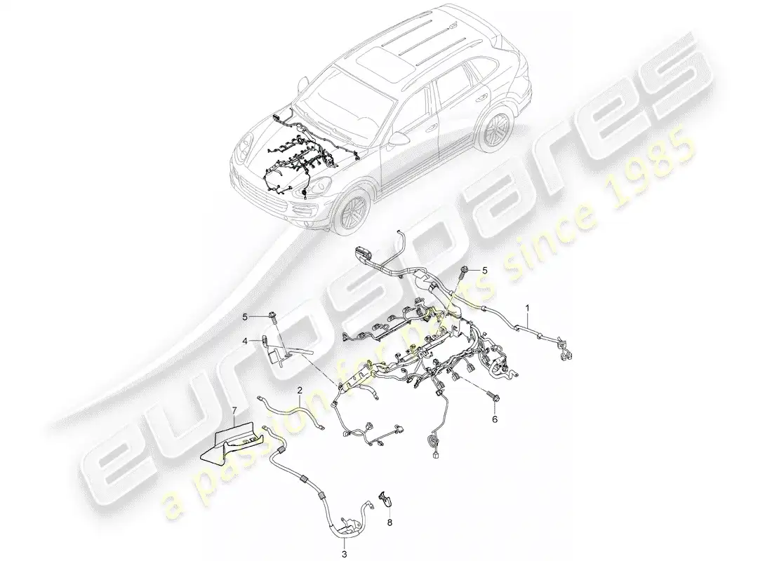 porsche 2013 (cayenne e2 92a) arneses de cableado diagrama de piezas