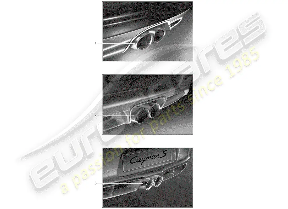 porsche 2012 (tequipment) tubo de escape deportivo diagrama de piezas