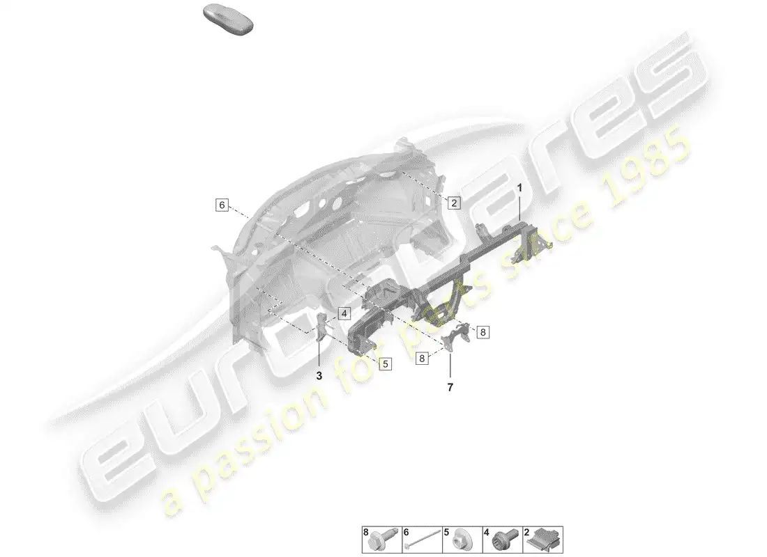 porsche 2019 (992-1) soporte del salpicadero diagrama de piezas