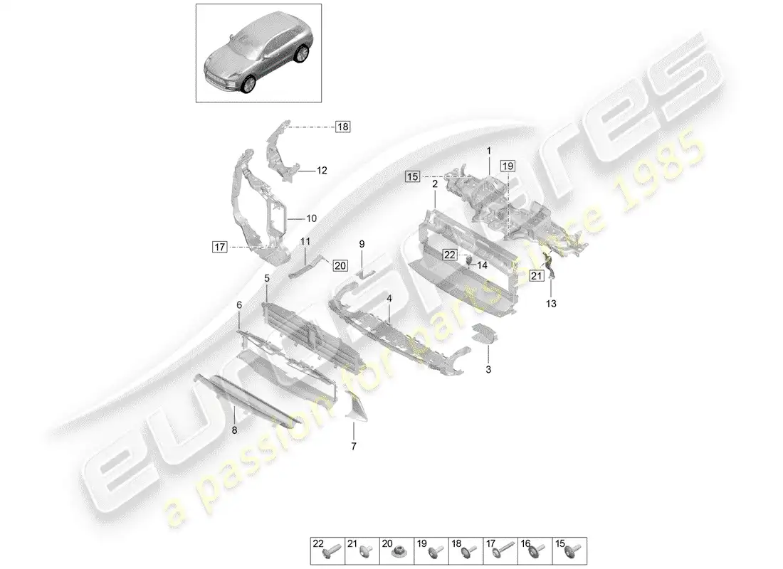 porsche 2020 (macan) soporte diagrama de piezas