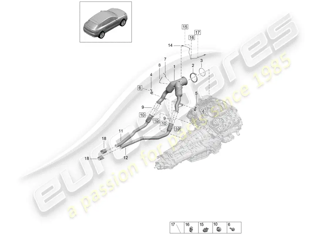 porsche 2019 (macan) catalizador diagrama de piezas