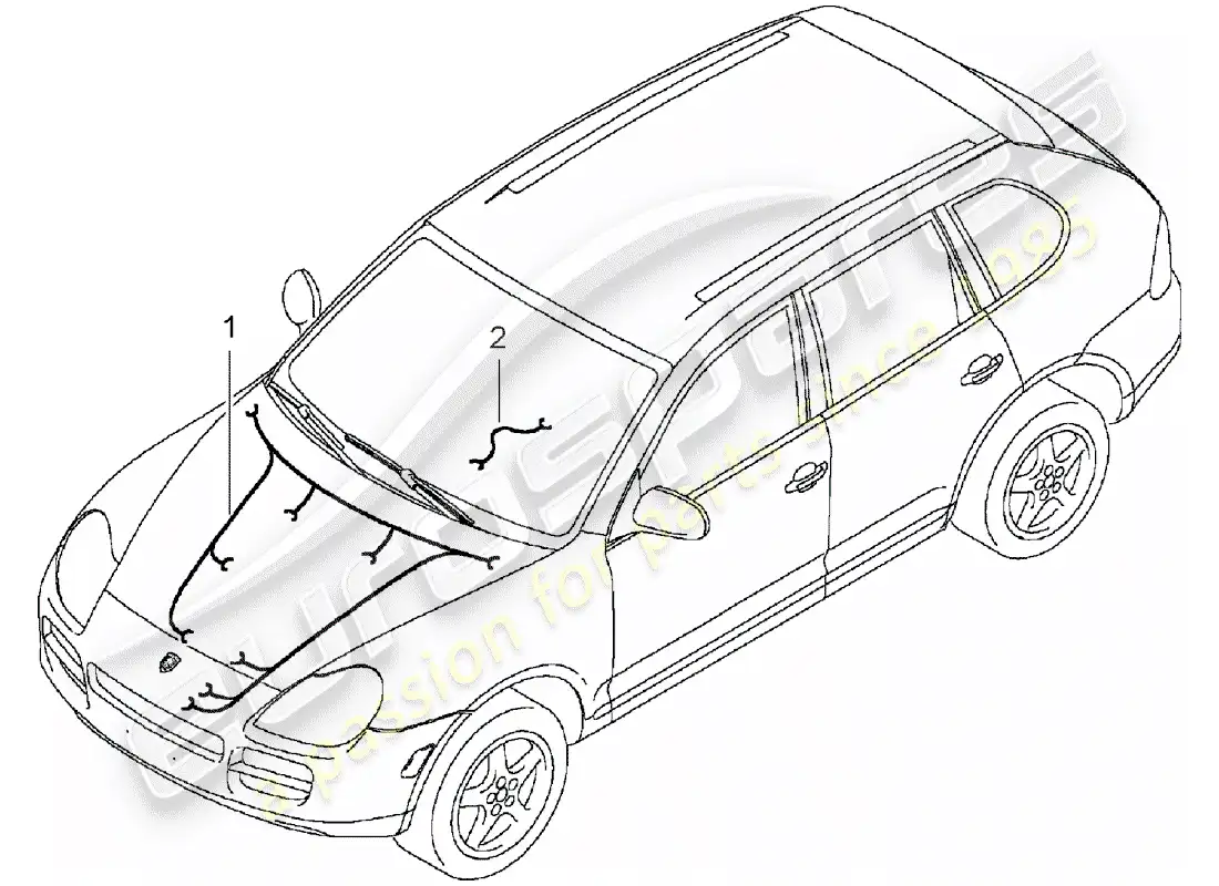 porsche 2003 (cayenne e1 9pa) cableando arneses diagrama de piezas