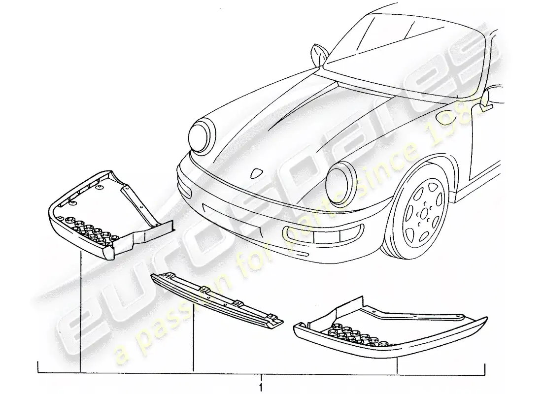 porsche 1995 (tequipment) spoiler delantero diagrama de piezas