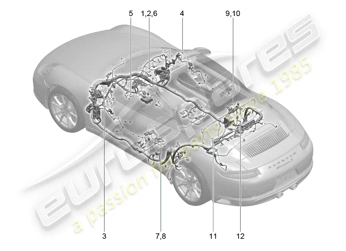 porsche 2019 (991-2) cableando arneses diagrama de piezas