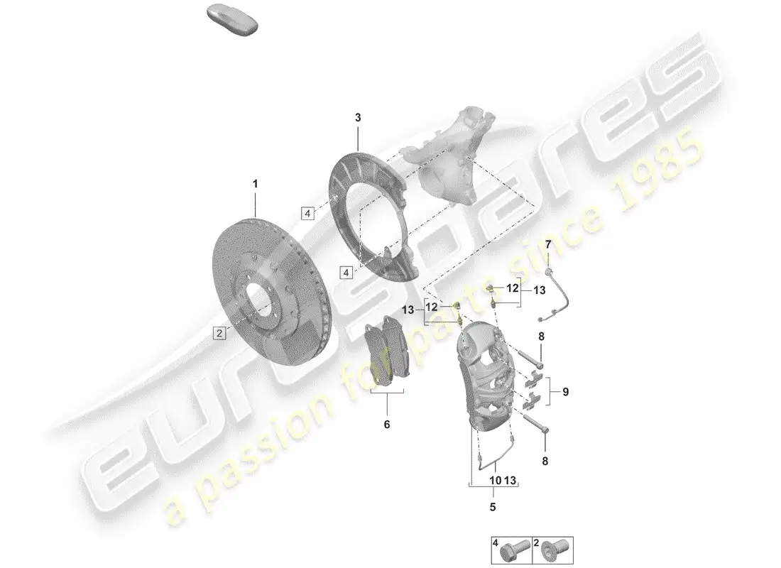porsche 2019 (992-1) frenos de disco diagrama de piezas