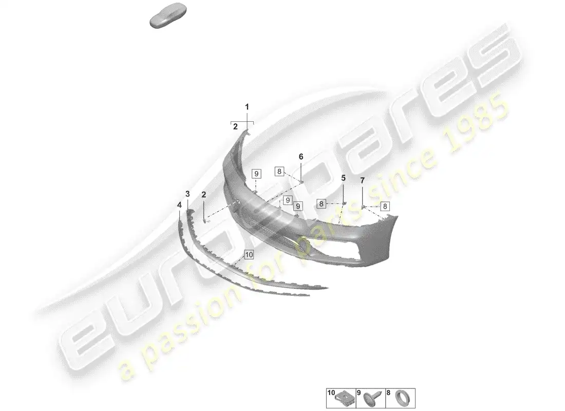 porsche 2019 (992-1) parachoque diagrama de piezas