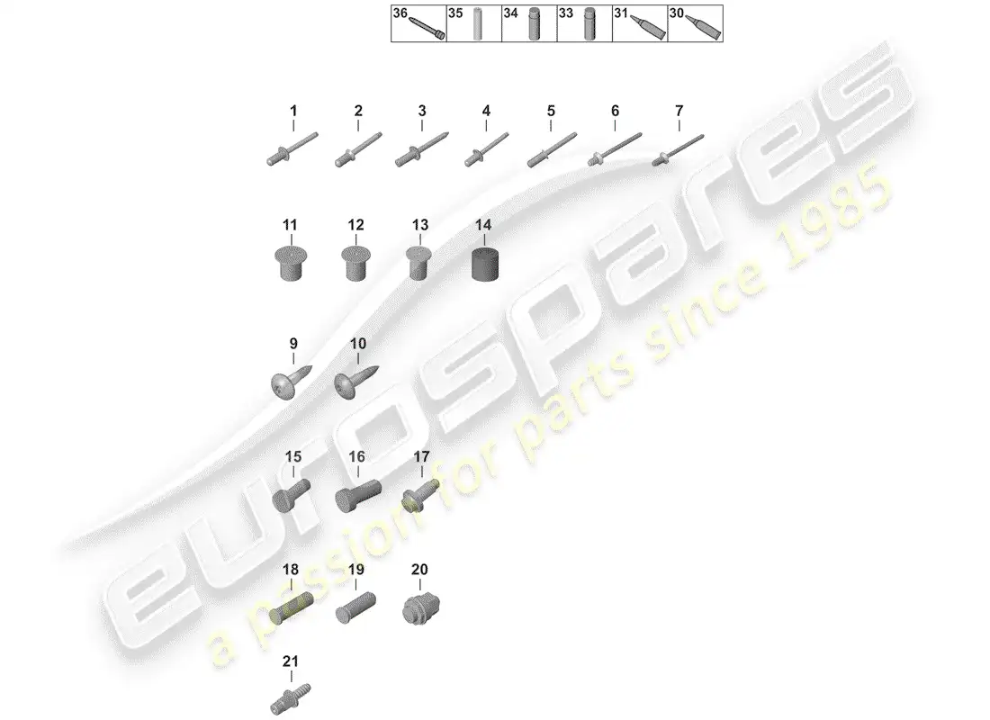 porsche 2019 (992-1) fasteners diagrama de piezas