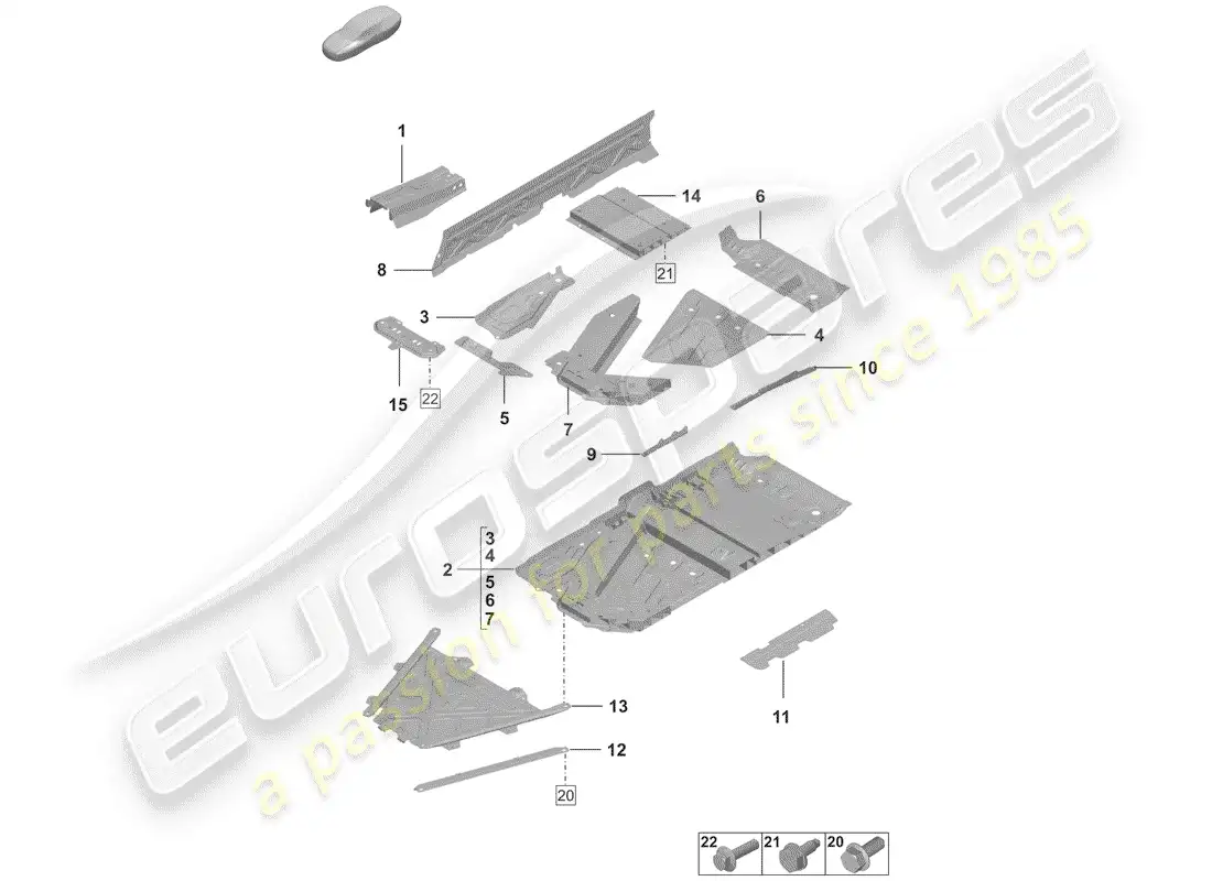 porsche 2019 (992-1) bandeja del piso diagrama de piezas