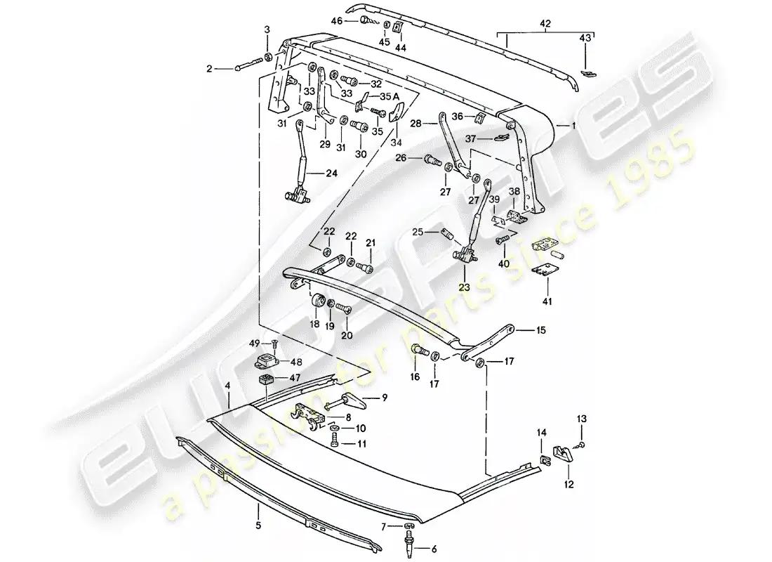 porsche 1980 (911) arco principal - marco de techo - piezas individuales diagrama de piezas