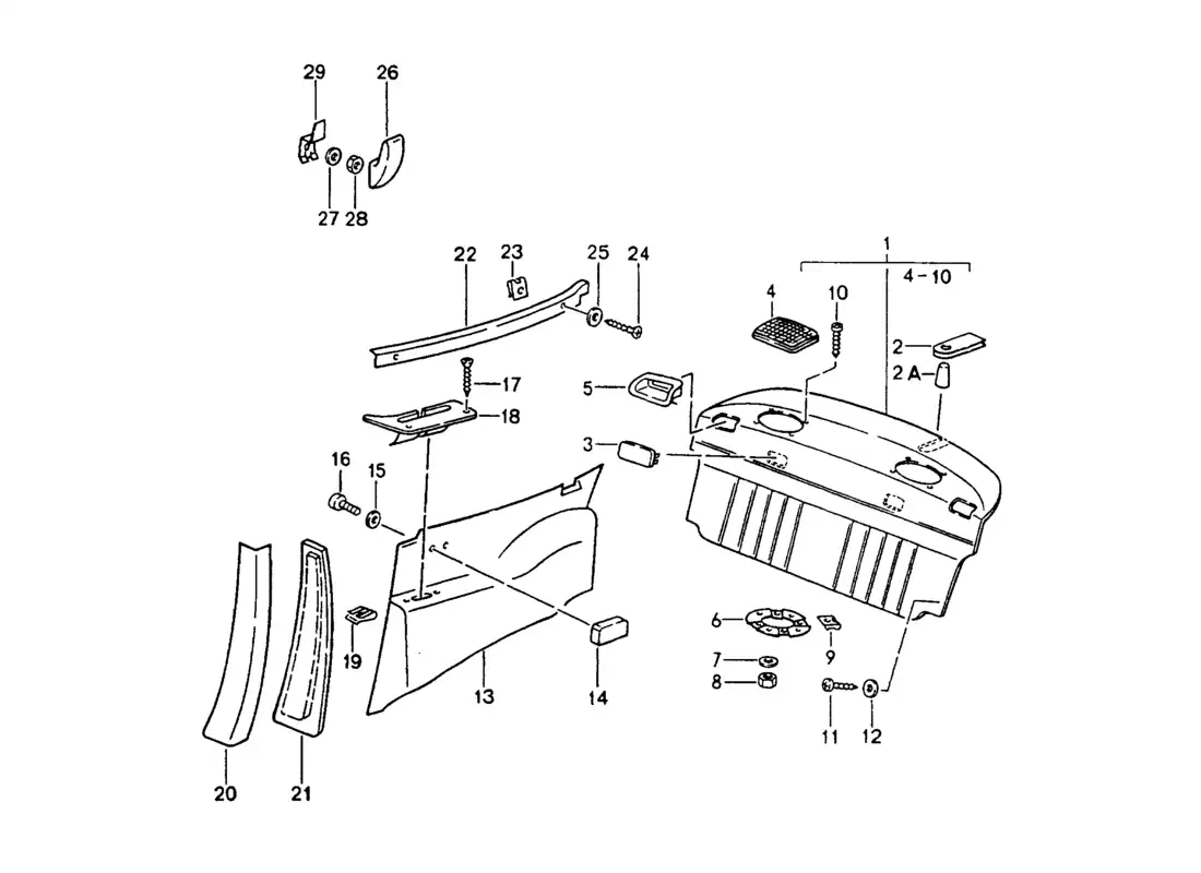 porsche 1994 (964) equipamiento interior diagrama de piezas