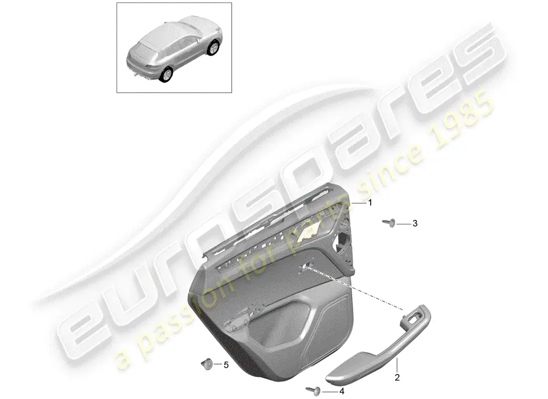 porsche 2016 (macan) panel de la puerta diagrama de piezas
