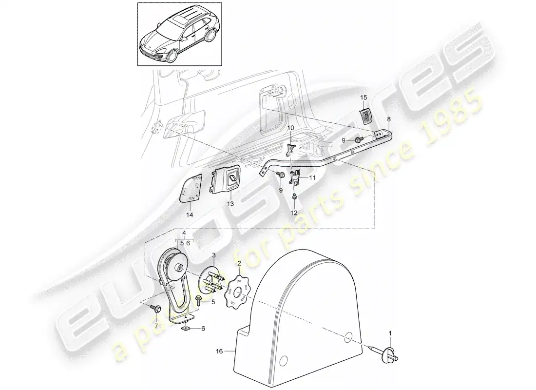 porsche 2017 (cayenne e2 92a) accesorios diagrama de piezas