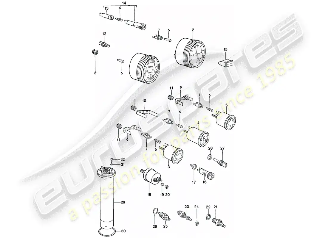 porsche 1984 (944) instruments diagrama de piezas