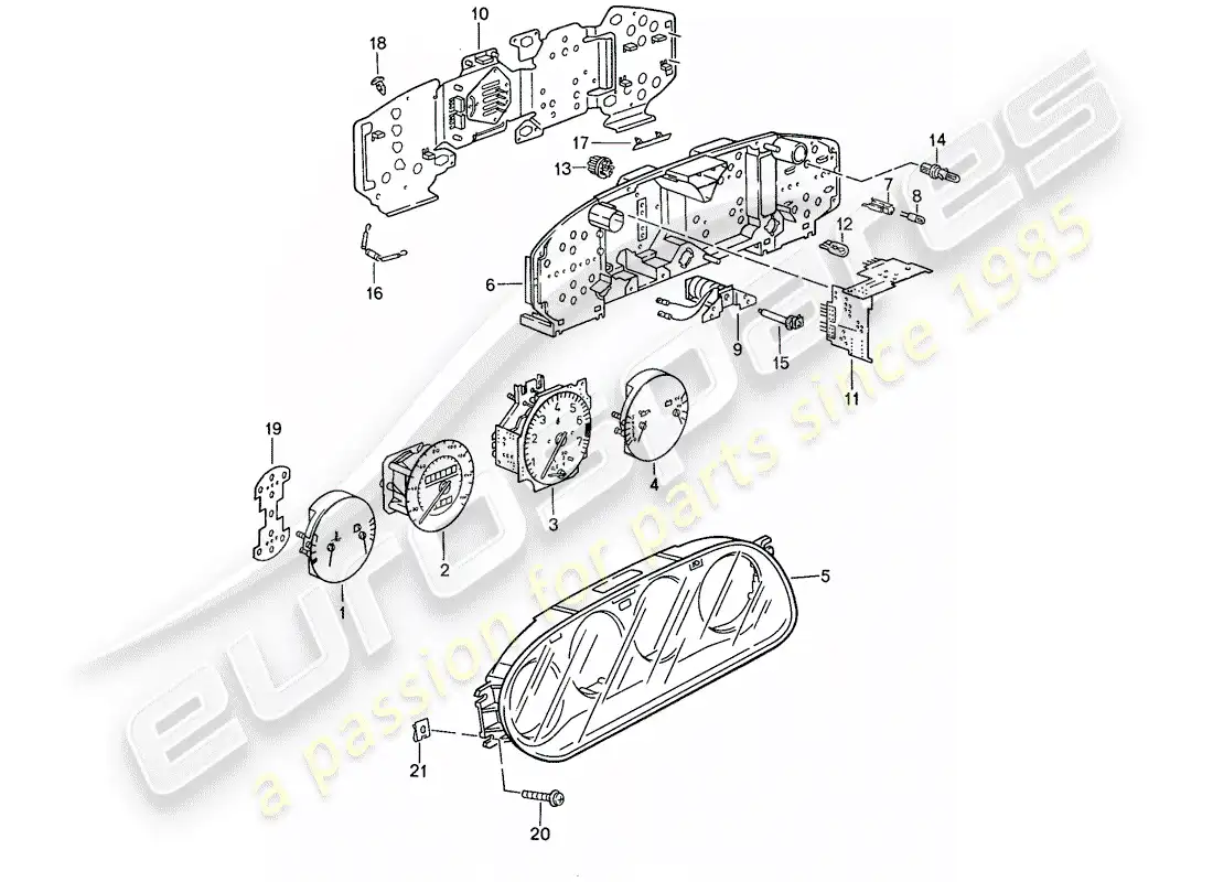 porsche 1990 (944) combinación de instrumentos diagrama de piezas