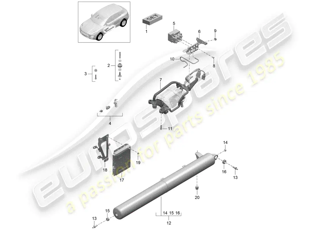 porsche 2016 (macan) sistema autonivelante diagrama de piezas