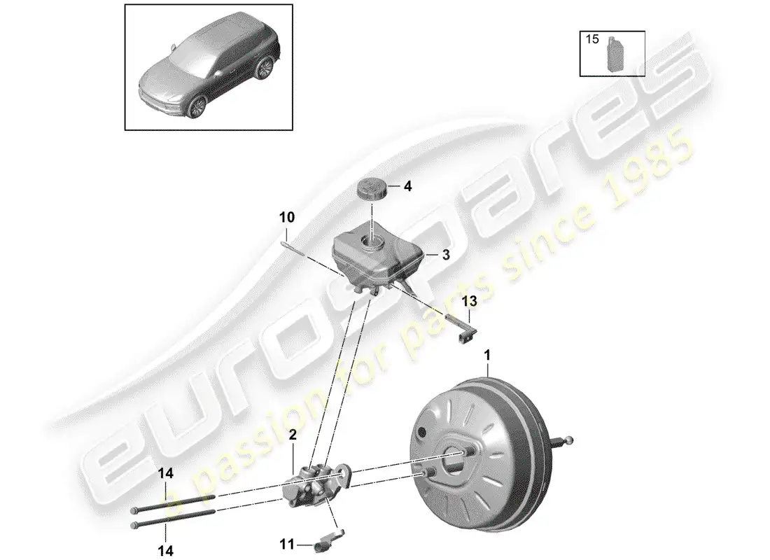 porsche 2020 (cayenne e3 9ya/9yb) cilindro maestro del freno diagrama de piezas
