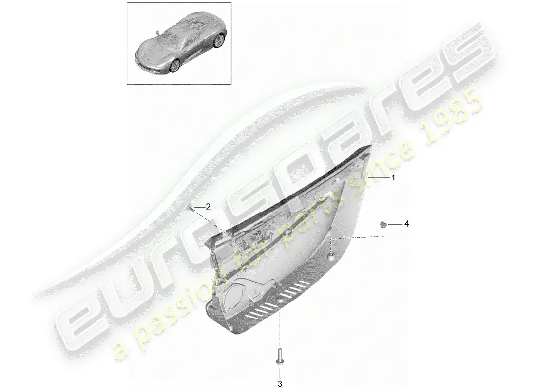 porsche 2015 (918 spyder) panel de la puerta diagrama de piezas