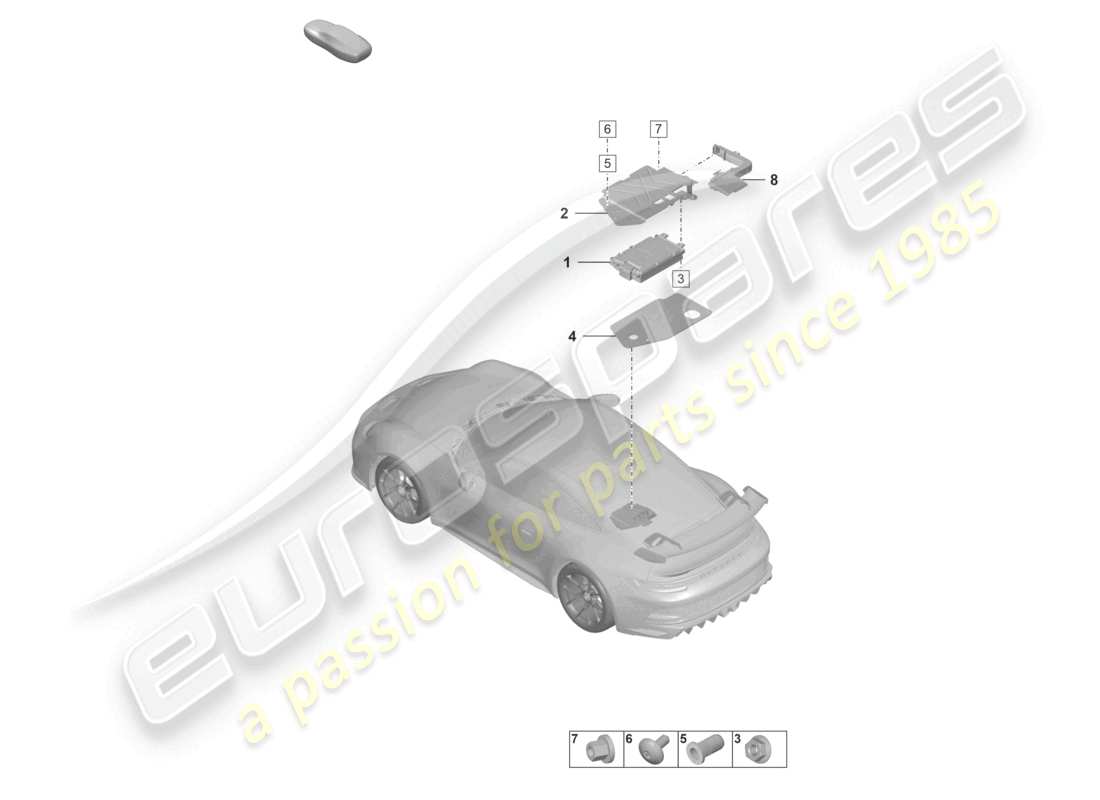 porsche 2021 (992-1 gt3/rs/st) diagrama de piezas de amplificadores