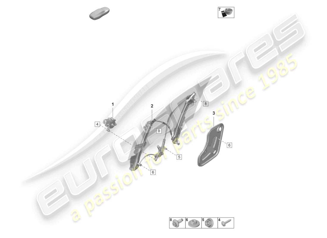 porsche 2020 (taycan 9j1-1) elevalunas delantero diagrama de piezas