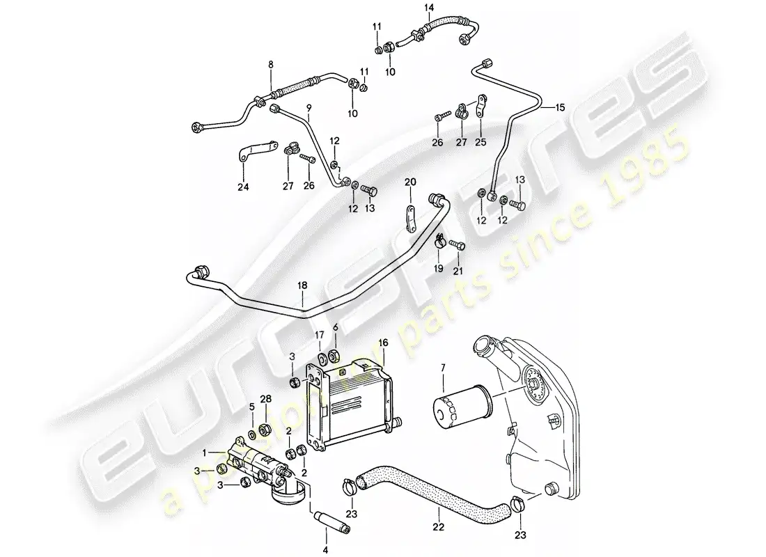 porsche 1986 (911) lubricación del motor - bomba de aceite - líneas - ver información técnica - gr.1 nr.1/1a-85 diagrama de piezas