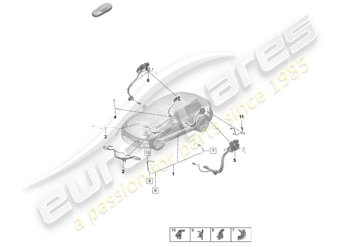 porsche 2025 (macan-e) diagrama de piezas del cable de alto voltaje