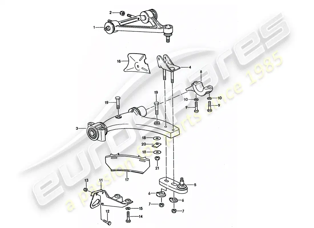 porsche 1992 (928) brazo de control de oruga diagrama de piezas
