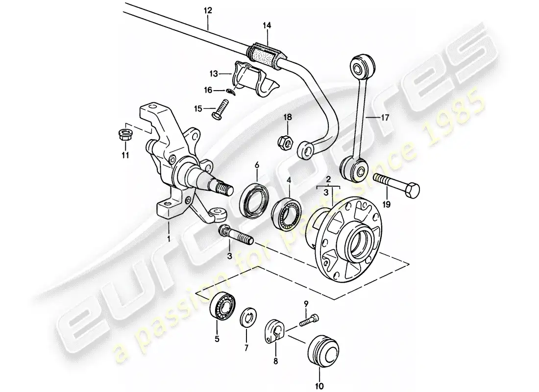 porsche 1978 (928) mangueta de dirección - estabilizador - eje delantero - lubricantes diagrama de piezas