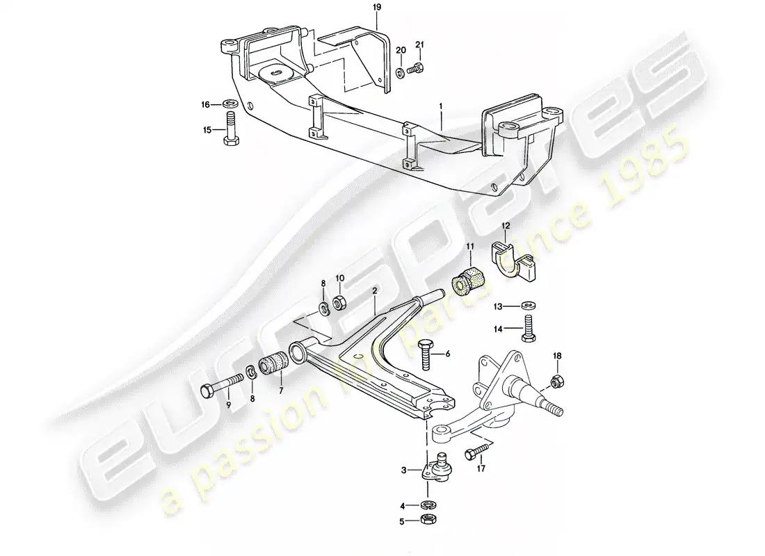 porsche 1984 (944) brazo estabilizador de vía - travesaño diagrama de piezas