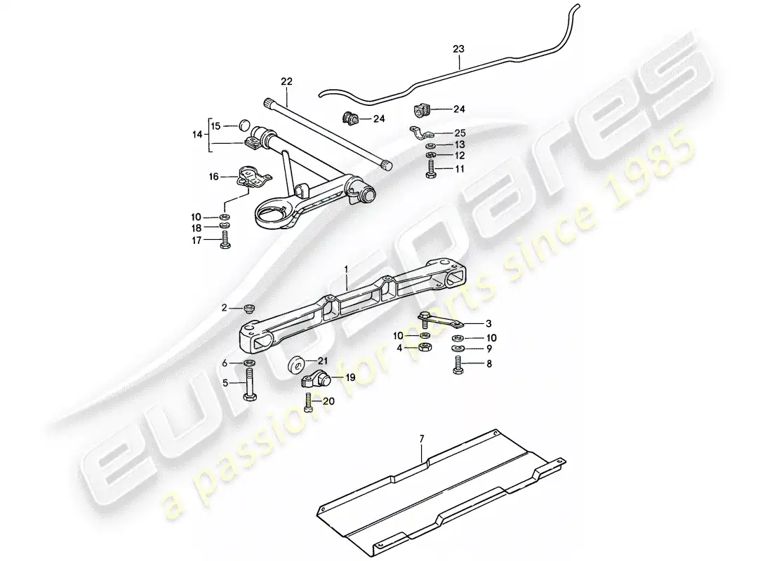 porsche 1985 (911) eje delantero - estabilizador diagrama de piezas