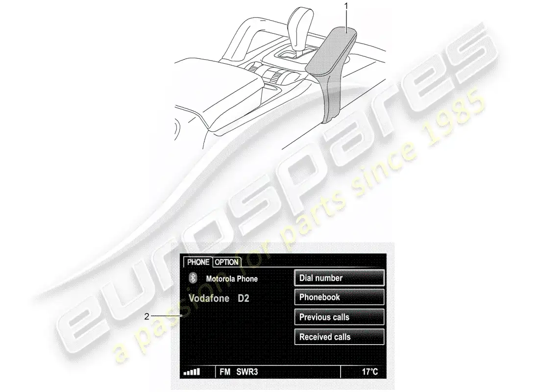 porsche 2015 (tequipment cayenne) teléfono móvil diagrama de piezas