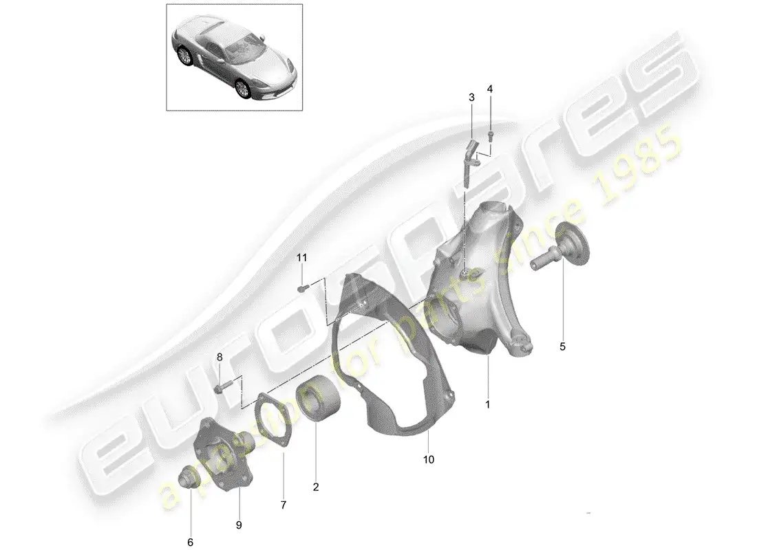 porsche 2019 (718 boxster) portador de ruedas diagrama de piezas