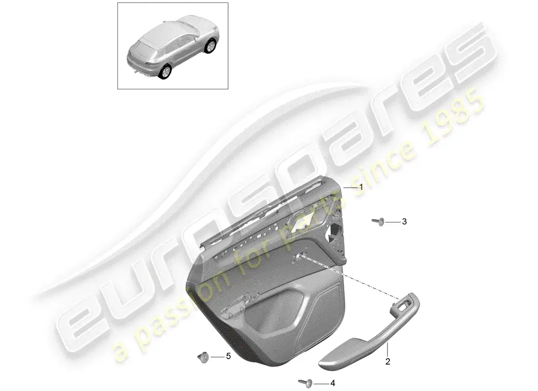 porsche 2018 (macan) diagrama de piezas del panel de puerta