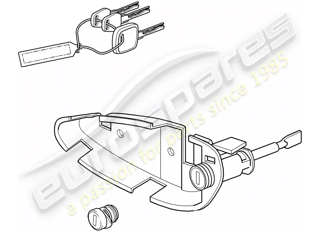 porsche 2000 (986 boxster) kits de reparación - 1 juego de cilindros de cerradura diagrama de piezas