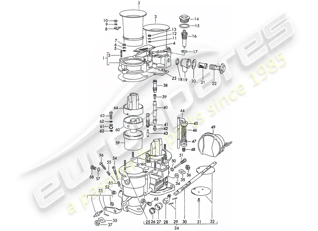 porsche 1964 (356b/356c) piezas únicas - para - carburador - weber 46 idm 2 diagrama de piezas