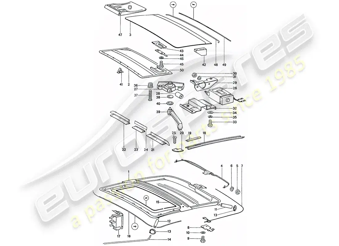 porsche 1976 (911) techo corredizo/basculante - eléctrico diagrama de piezas
