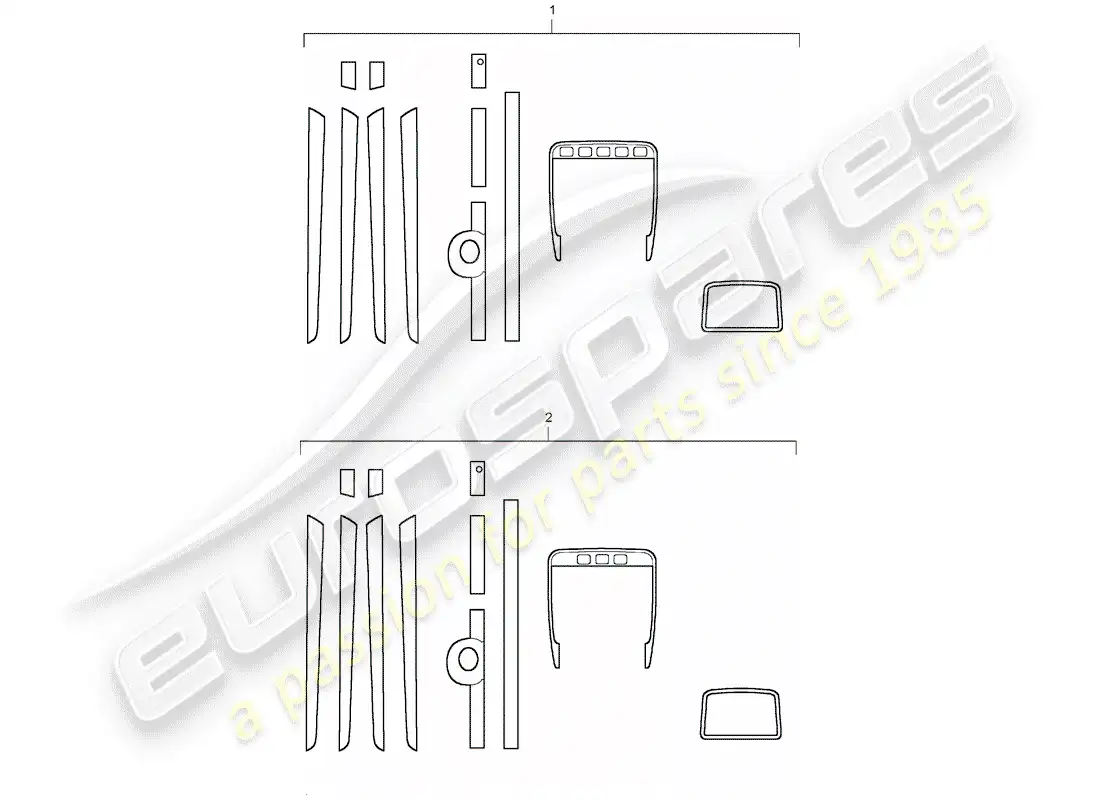 porsche 2019 (tequipment cayenne) 1 establecer molduras para diagrama de piezas