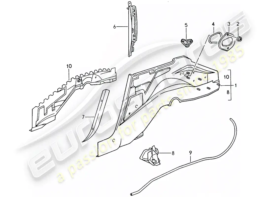 porsche 1995 (993) carcasa de rueda diagrama de piezas